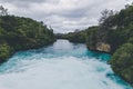 Powerful river flow at Huka falls in New Zealand