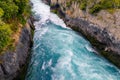 Powerful river flow at Huka falls in Taupo town