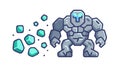 Powerful Rock Golem Monster with Floating Stones Vector Illustration, vector design Generative AI Royalty Free Stock Photo