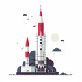Giant Rocket Launchpad: Space Exploration Vector Illustration Royalty Free Stock Photo