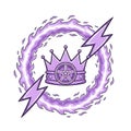 Powerful royalty design featuring a crown with fire and lightning. Royalty Free Stock Photo