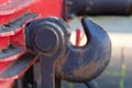 Strong metal coupler hook on a locomotive Royalty Free Stock Photo