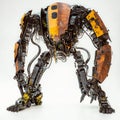 Powerful Rusty Robot Mechanical Design Futuristic Strong Metal 3d art grey dark model black white