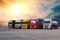 powerful semi-trailers in a row in the Parking Royalty Free Stock Photo