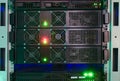 Powerful server with a bright display located in the front of the server room