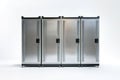 Powerful Server Racks: Data Center Infrastructure, High-Performance Computing, Network Technology, Side View, Three Royalty Free Stock Photo