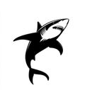 Aggressive Shark Black and White Silhouette, Ocean Predator, Marine Life Royalty Free Stock Photo