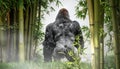 Powerful Silverback Gorilla in a Bamboo Forest Royalty Free Stock Photo