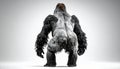 Powerful Silverback Gorilla from Behind on White Background Royalty Free Stock Photo
