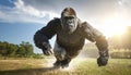 Powerful Silverback Gorilla Charging at Speed Royalty Free Stock Photo