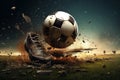 Powerful Soccer ball kick player. Generate Ai Royalty Free Stock Photo