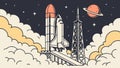 Powerful Space Shuttle Launch into the Cosmic Unknown, vector design Generative AI Royalty Free Stock Photo