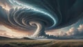 Powerful storm clouds with Tornado, Generative AI