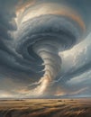 Powerful storm clouds with Tornado, Generative AI