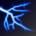 Powerful storm electrical discharge. Blue electric lighting effect. Impact, crack, magical energy flash. Royalty Free Stock Photo