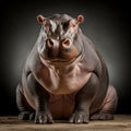 Powerful Studio Portrait Of A Genderless Hippopotamus