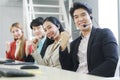 Powerful and Sucessful of Business group Call Center and technical Support staff for receptionist phone operator. Asian customer