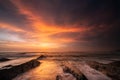 Powerful Sunset with a dramatic sky in the region Alentejo, Portugal.