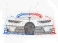 Powerful super race car - tech drawing