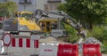 Poland Ostrowiec Swietokrzyski September 22, 2023 at 11:45. Volvo excavator on a road construction site (parking lot). Royalty Free Stock Photo