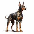 Powerful Symbolism: 3d Female Doberman Terrier In Indigo And Amber