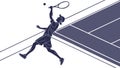 Powerful Tennis Player Serve Action Vector, vector design Generative AI Royalty Free Stock Photo