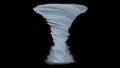 Powerful Tornado. Flowing smoke. Hurricane. Tornado isolated on black background. 3D illustration