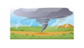 Powerful Tornado Funnel Cloud in Rural Landscape, vector design Generative AI Royalty Free Stock Photo