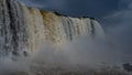 A powerful tropical waterfall. Close-up. Royalty Free Stock Photo