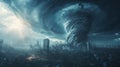 The Powerful Maelstrom\'s Embrace wind tornado dark Earths cities global warming