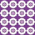 Powerful and unique clematis-themed floral pattern in purple and white with dark damask motifs on repeating