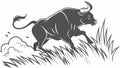 Dynamic Bull Charging Through Field Silhouette Vector, vector design Generative AI Royalty Free Stock Photo