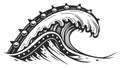 Dynamic Ocean Wave with Spikes Aggressive Sea Theme, vector design Generative AI Royalty Free Stock Photo