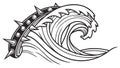 Dynamic Ocean Wave with Spikes Aggressive Marine Power, vector design Generative AI Royalty Free Stock Photo