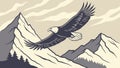 Powerful Mountain Eagle: Apex Predator Flying Over Rugged Landscape vector design Generative AI Royalty Free Stock Photo