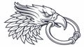 Regal Eagle Head Door Knocker, Strength and Welcome Symbol, vector design Generative AI Royalty Free Stock Photo