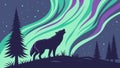 Howling Wolf Under Vivid Northern Lights, vector design Generative AI Royalty Free Stock Photo