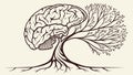 Brain Tree of Knowledge Vector, vector design Generative AI Royalty Free Stock Photo