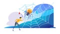 Person Breaking Free from Spider Web Vector Solution, vector design Generative AI Royalty Free Stock Photo