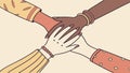 Interracial Hands in Unity, Diversity Collaboration, vector design Generative AI Royalty Free Stock Photo