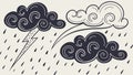 Stormy Clouds with Lightning & Rain, Dynamic Weather Illustration, vector design Generative AI Royalty Free Stock Photo