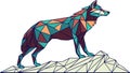 Geometric Low Poly Wolf on a Cliff, Vector Art, vector design Generative AI Royalty Free Stock Photo