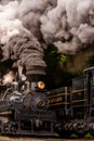 Antique Shay Steam Locomotives Powering Down Track - Cass Railroad - West Virginia