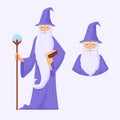 Powerful war mage avatar. Wizard is connoisseur of arcane magic with long gray beard.