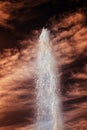 Powerful water jet on the background of the sky