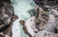 Powerful waterfall stream top view