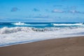 Wave bursting on the black sand of Santa BÃ¡rbara beach on the island of SÃ£o Miguel, Azores PORTUGAL