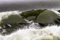 Powerful wave hydro electric power dam on river Seine, france Royalty Free Stock Photo