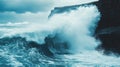 Powerful Waves Crashing Against a Rugged Cliff Face Royalty Free Stock Photo