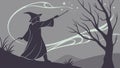 Powerful wizard in forest, enchanting a scene with mystical magic, vector design Generative AI Royalty Free Stock Photo